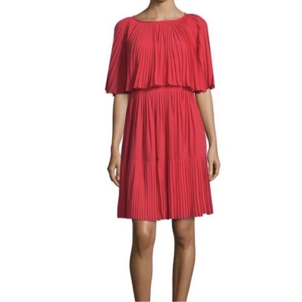 Kate Spade Red Pleated Cape Dress